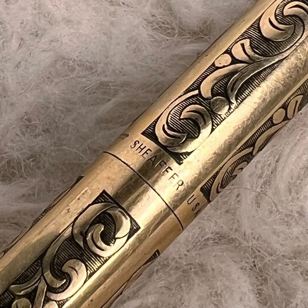 Vintage 70s Sheaffer 12k Imperial Mechanical Pencil Embossed Leaf Motif Gift